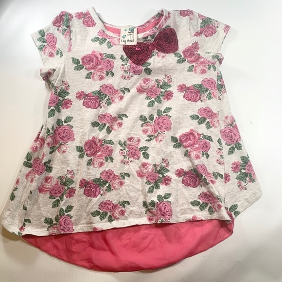 Lily Bleu | Floral Blouse Bow Sequin Open Back Layer Pink - Picture 6 of 7